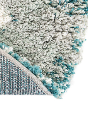 Teal 3' 3 x 3' 3 Soft Touch Shag Round Area Rug Thick Soft Touch Fluffy & Plush Shaggy Pile