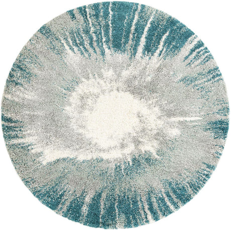 Teal 7' 10 x 7' 10 Soft Touch Shag Round Area Rug Thick Soft Touch Fluffy & Plush Shaggy Pile