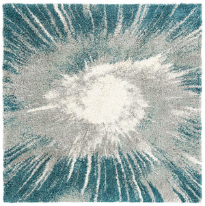 Teal 7' 10 x 7' 10 Soft Touch Shag Square Area Rug Thick Soft Touch Fluffy & Plush Shaggy Pile