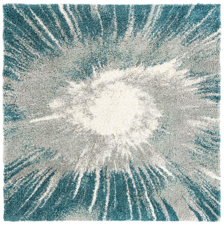 Teal 7' 10 x 7' 10 Soft Touch Shag Square Area Rug Thick Soft Touch Fluffy & Plush Shaggy Pile
