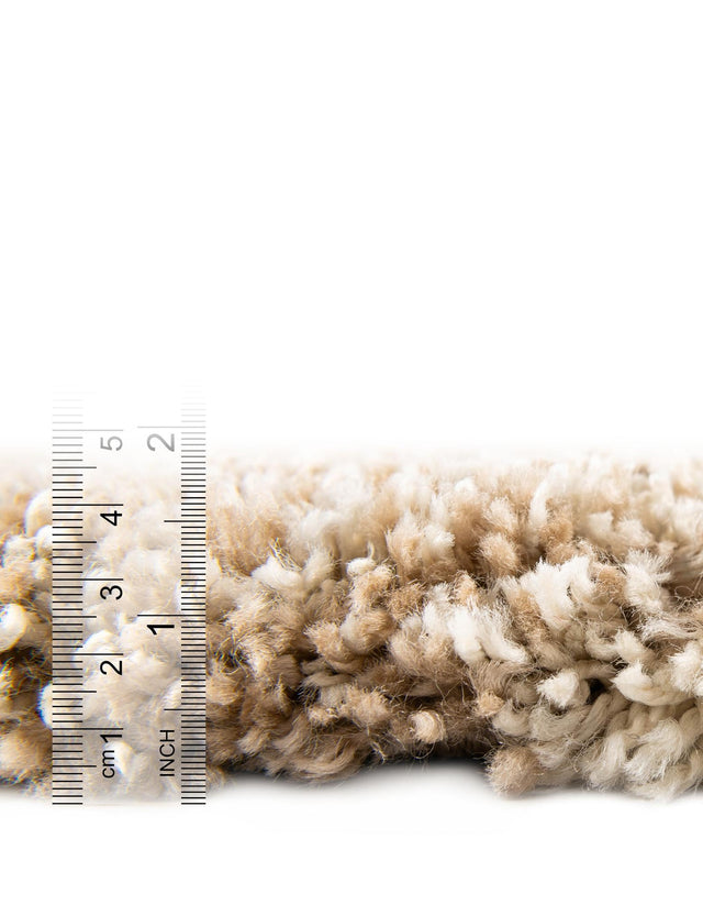 Beige and Ivory 5' 3 x 8' Soft Touch Shag Rectangle Area Rug Thick Soft Touch Fluffy & Plush Shaggy Pile
