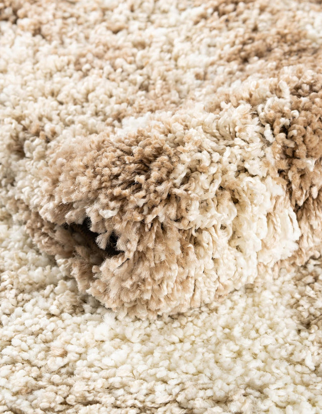 Beige and Ivory 5' 3 x 8' Soft Touch Shag Rectangle Area Rug Thick Soft Touch Fluffy & Plush Shaggy Pile