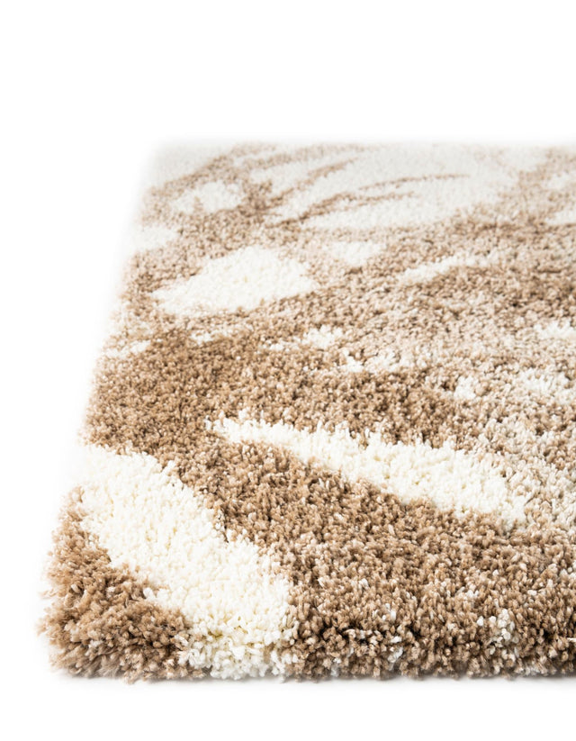 Beige and Ivory 5' 3 x 8' Soft Touch Shag Rectangle Area Rug Thick Soft Touch Fluffy & Plush Shaggy Pile