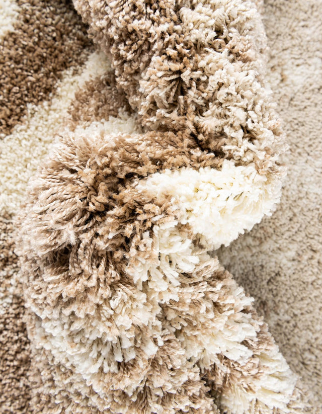 Beige and Ivory 5' 3 x 8' Soft Touch Shag Rectangle Area Rug Thick Soft Touch Fluffy & Plush Shaggy Pile