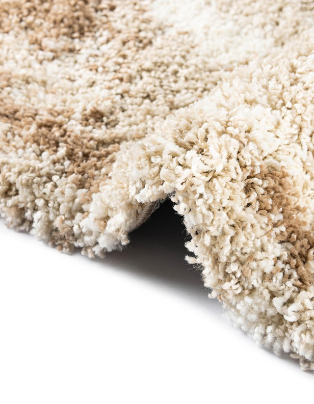 Beige and Ivory 5' 3 x 8' Soft Touch Shag Rectangle Area Rug Thick Soft Touch Fluffy & Plush Shaggy Pile