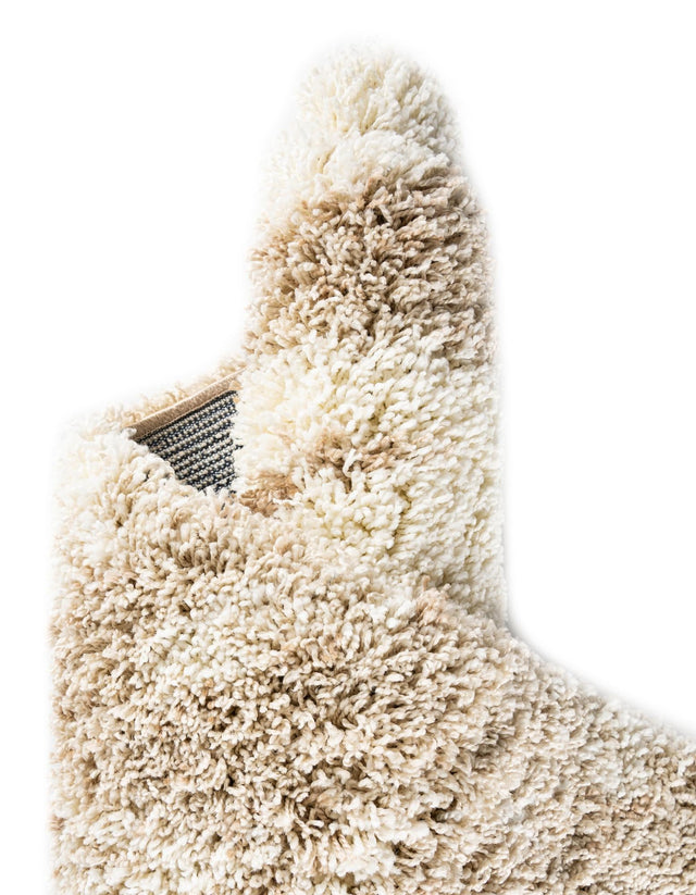 Beige and Ivory 5' 3 x 8' Soft Touch Shag Rectangle Area Rug Thick Soft Touch Fluffy & Plush Shaggy Pile