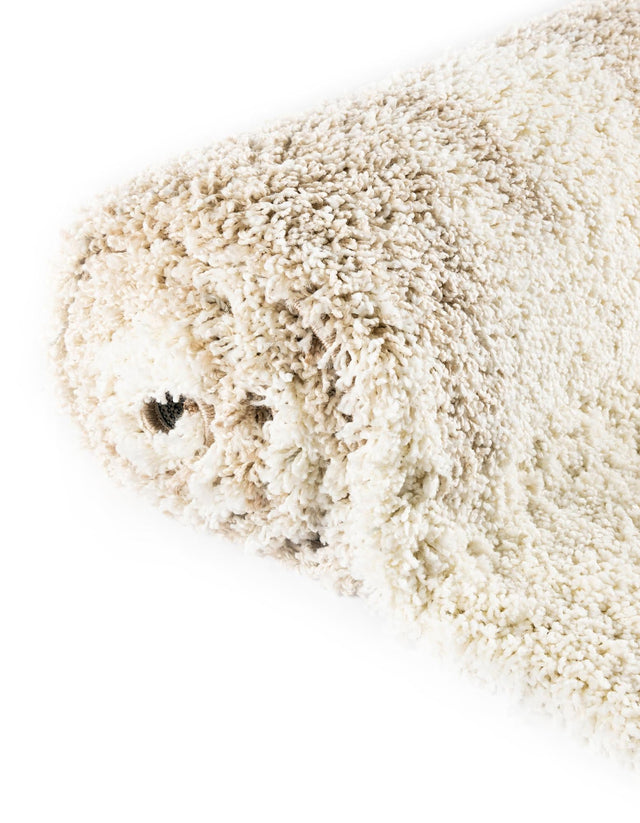Beige and Ivory 5' 3 x 8' Soft Touch Shag Rectangle Area Rug Thick Soft Touch Fluffy & Plush Shaggy Pile