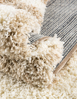 Beige and Ivory 5' 3 x 8' Soft Touch Shag Rectangle Area Rug Thick Soft Touch Fluffy & Plush Shaggy Pile