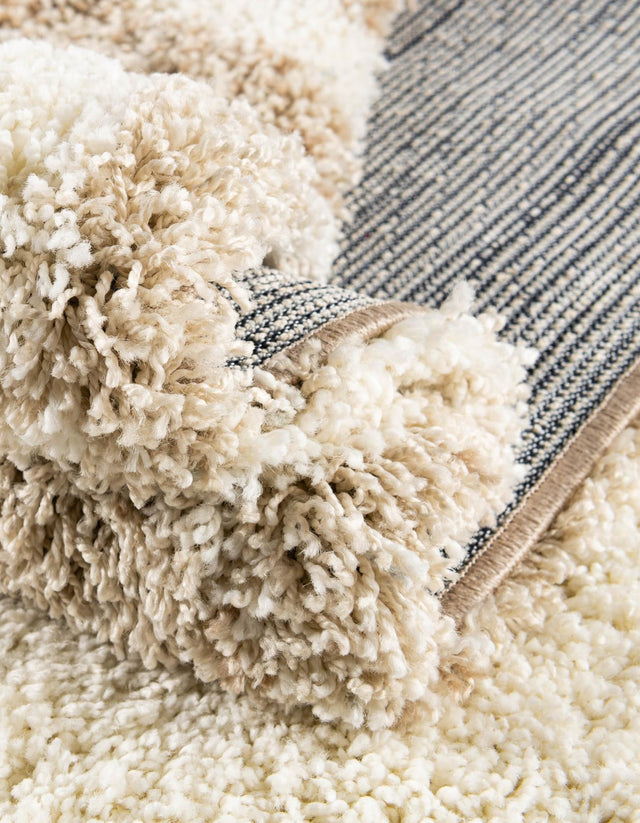 Beige and Ivory 5' 3 x 8' Soft Touch Shag Rectangle Area Rug Thick Soft Touch Fluffy & Plush Shaggy Pile