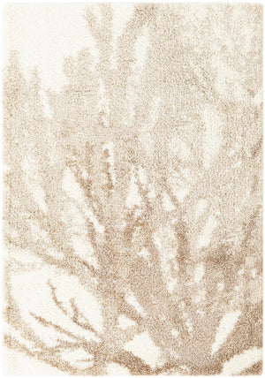 Beige and Ivory 5' 3 x 8' Soft Touch Shag Rectangle Area Rug Thick Soft Touch Fluffy & Plush Shaggy Pile