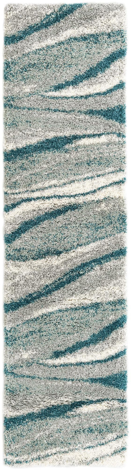 Teal 2' 7 x 10' Soft Touch Shag Runner Area Rug Thick Soft Touch Fluffy & Plush Shaggy Pile