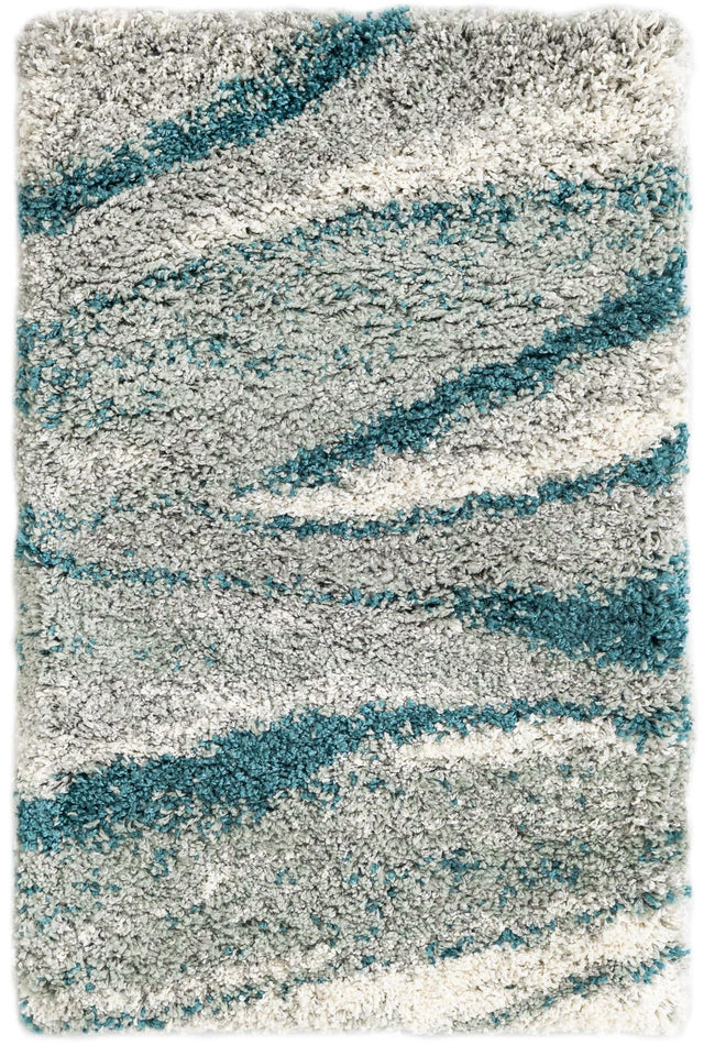 Teal 2' x 3' 1 Soft Touch Shag Rectangle Area Rug Thick Soft Touch Fluffy & Plush Shaggy Pile