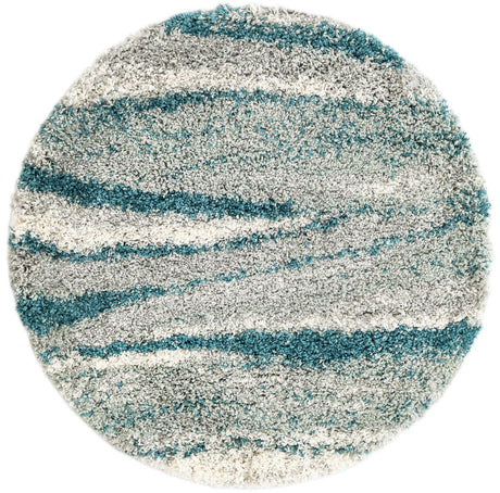 Teal 3' 3 x 3' 3 Soft Touch Shag Round Area Rug Thick Soft Touch Fluffy & Plush Shaggy Pile