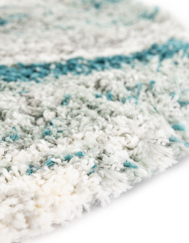 Teal 7' 10 x 7' 10 Soft Touch Shag Round Area Rug Thick Soft Touch Fluffy & Plush Shaggy Pile