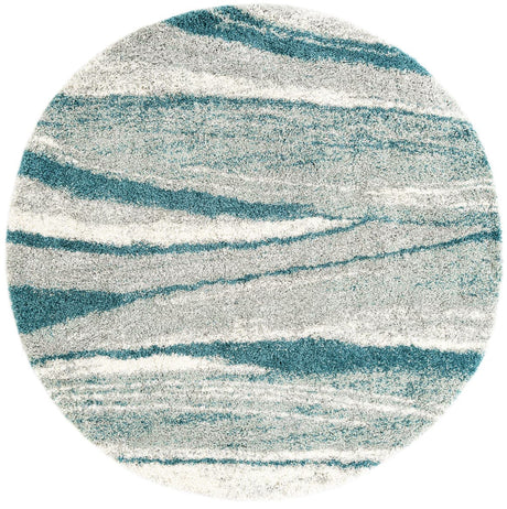 Teal 7' 10 x 7' 10 Soft Touch Shag Round Area Rug Thick Soft Touch Fluffy & Plush Shaggy Pile