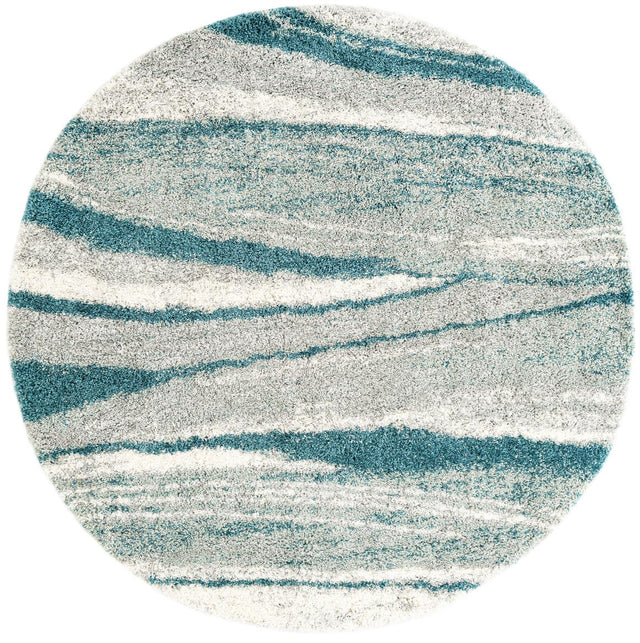 Teal 7' 10 x 7' 10 Soft Touch Shag Round Area Rug Thick Soft Touch Fluffy & Plush Shaggy Pile