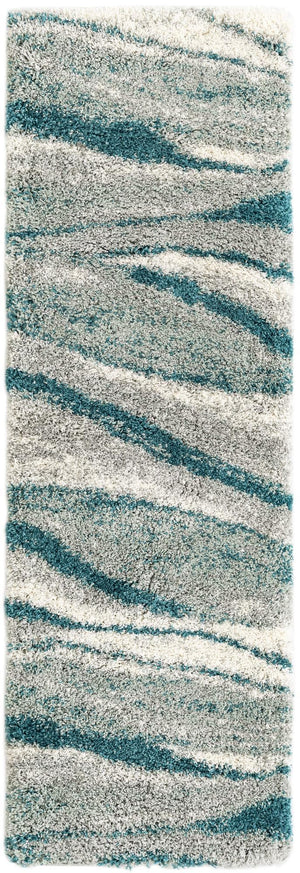 Teal 2' 7 x 8' Soft Touch Shag Runner Area Rug Thick Soft Touch Fluffy & Plush Shaggy Pile