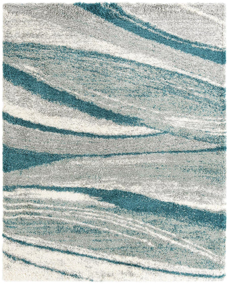 Teal 7' 10 x 10' Soft Touch Shag Rectangle Area Rug Thick Soft Touch Fluffy & Plush Shaggy Pile