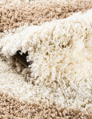 Beige and Ivory 5' 3 x 8' Soft Touch Shag Rectangle Area Rug Thick Soft Touch Fluffy & Plush Shaggy Pile