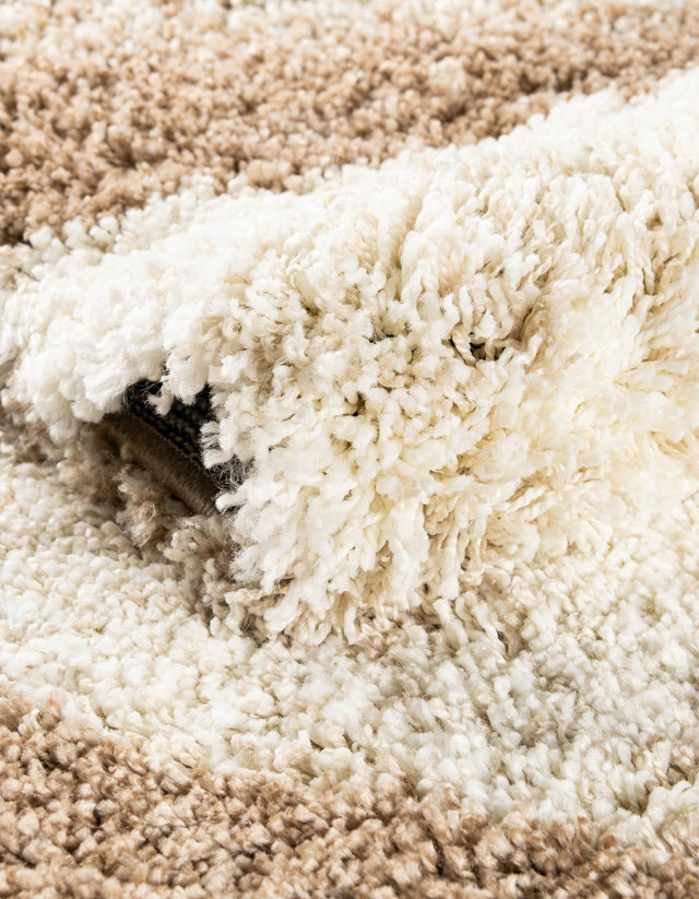 Beige and Ivory 5' 3 x 8' Soft Touch Shag Rectangle Area Rug Thick Soft Touch Fluffy & Plush Shaggy Pile