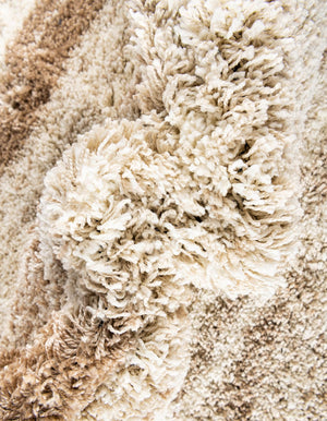 Beige and Ivory 5' 3 x 8' Soft Touch Shag Rectangle Area Rug Thick Soft Touch Fluffy & Plush Shaggy Pile