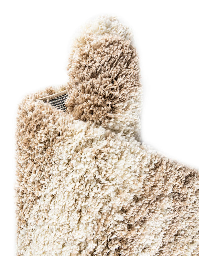 Beige and Ivory 5' 3 x 8' Soft Touch Shag Rectangle Area Rug Thick Soft Touch Fluffy & Plush Shaggy Pile