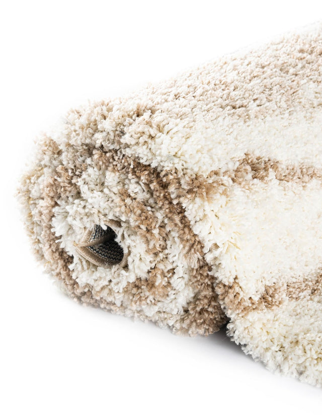 Beige and Ivory 5' 3 x 8' Soft Touch Shag Rectangle Area Rug Thick Soft Touch Fluffy & Plush Shaggy Pile
