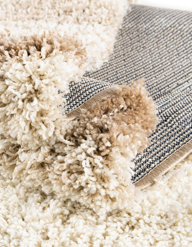 Beige and Ivory 5' 3 x 8' Soft Touch Shag Rectangle Area Rug Thick Soft Touch Fluffy & Plush Shaggy Pile