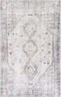 Washable Ivory and Beige 5' 1 x 8' Yara Rectangle Area Rug Easy to Clean Stain Resistant & Durable Polyester & Chenille Carpet for Sale at Rug Engine