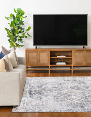 Washable Antique Gray 5' 1 x 8' Yara Rectangle Area Rug Easy to Clean Stain Resistant & Durable Polyester & Chenille Carpet for Sale at Rug Engine