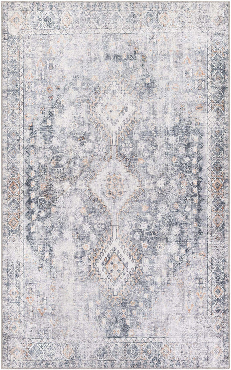 Antique Gray 5' 1 x 8' Yara Washable Rectangle Rug