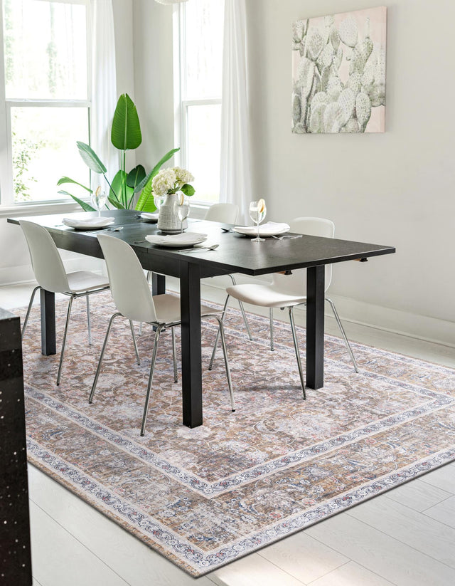 Washable Antique Gold 5' 1 x 8' Yara Rectangle Area Rug Easy to Clean Stain Resistant & Durable Polyester & Chenille Carpet for Sale at Rug Engine