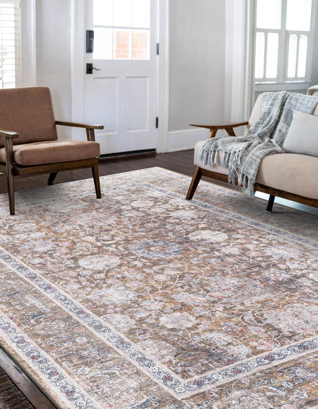Washable Antique Gold 5' 1 x 8' Yara Rectangle Area Rug Easy to Clean Stain Resistant & Durable Polyester & Chenille Carpet for Sale at Rug Engine