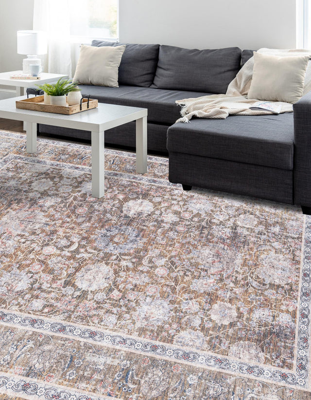 Washable Antique Gold 5' 1 x 8' Yara Rectangle Area Rug Easy to Clean Stain Resistant & Durable Polyester & Chenille Carpet for Sale at Rug Engine
