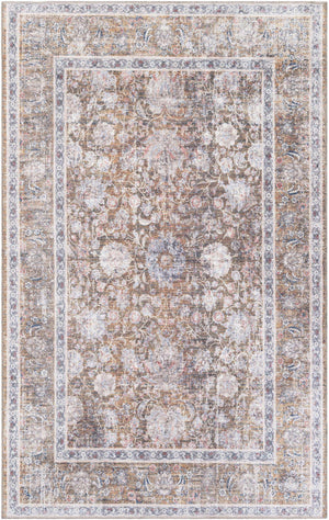 Washable Antique Gold 5' 1 x 8' Yara Rectangle Area Rug Easy to Clean Stain Resistant & Durable Polyester & Chenille Carpet for Sale at Rug Engine