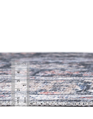 Ink Black 5' 1 x 8' Yara Washable Rectangle Rug