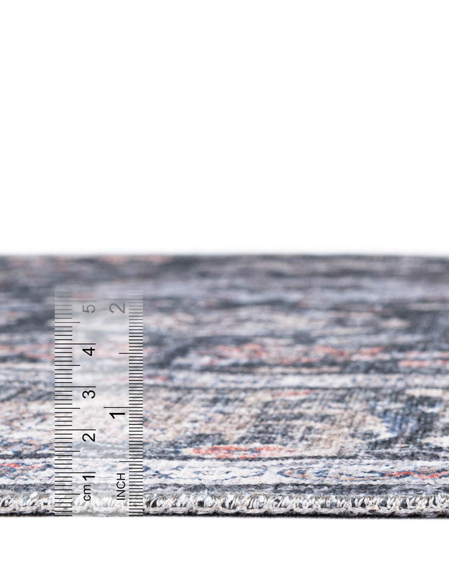 Ink Black 5' 1 x 8' Yara Washable Rectangle Rug