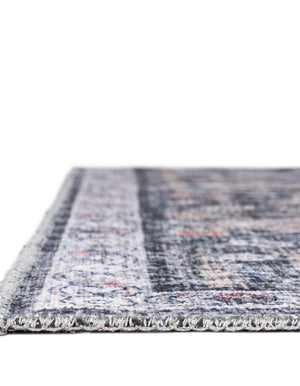 Ink Black 5' 1 x 8' Yara Washable Rectangle Rug