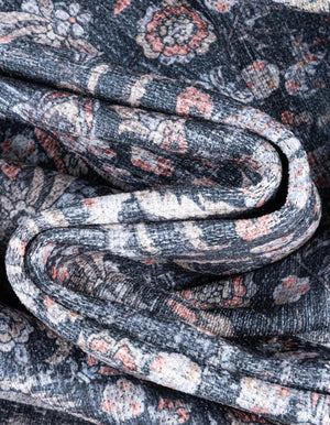 Ink Black 5' 1 x 8' Yara Washable Rectangle Rug