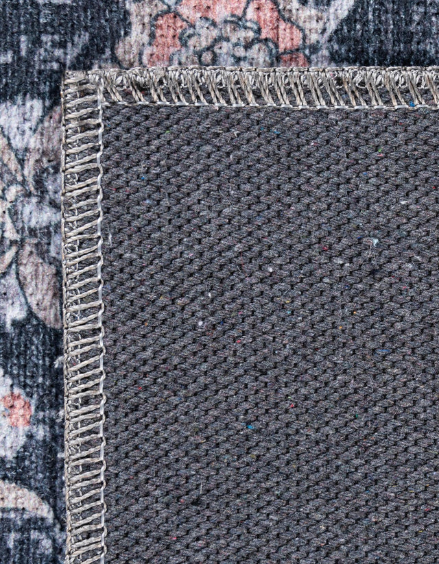 Ink Black 5' 1 x 8' Yara Washable Rectangle Rug