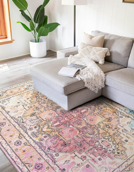 Washable Multicolor 5' 3 x 7' 9 Medina Rectangle Area Rug Easy to Clean Stain Resistant & Durable Polyester Classic Carpet for Home Decor & Design for Sale at Rug Engine