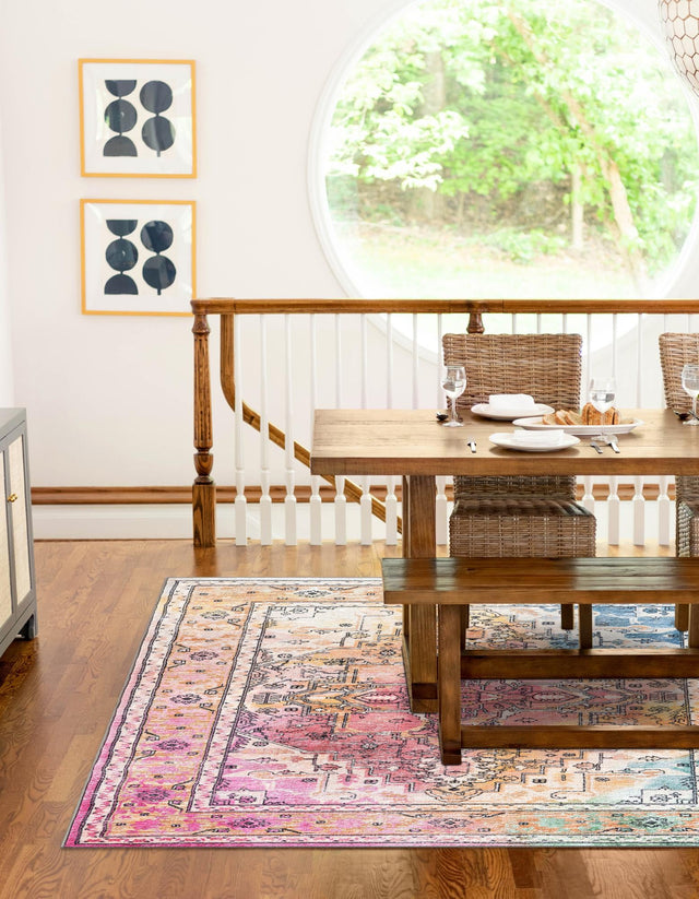 Multicolor 5' 3 x 8' Medina Washable Rectangle Rug