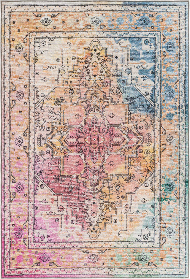 Multicolor 5' 3 x 8' Medina Washable Rectangle Rug