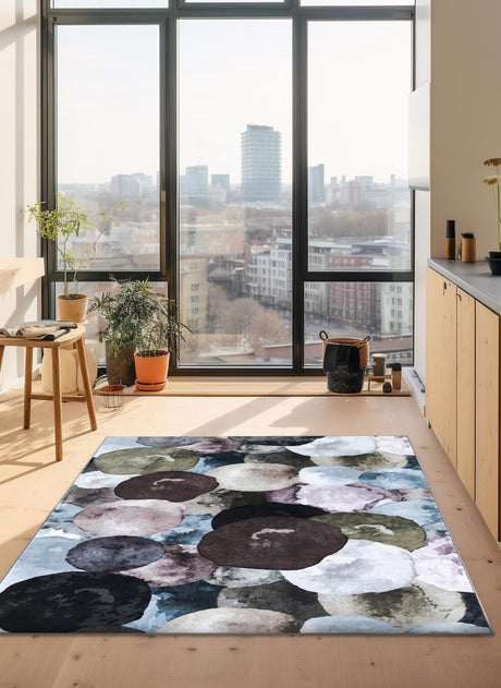 Washable Multicolor Gray 4' 4 x 6' 1 Medina Rectangle Area Rug Easy to Clean Stain Resistant & Durable Polyester Classic Carpet for Home Decor & Design for Sale at Rug Engine