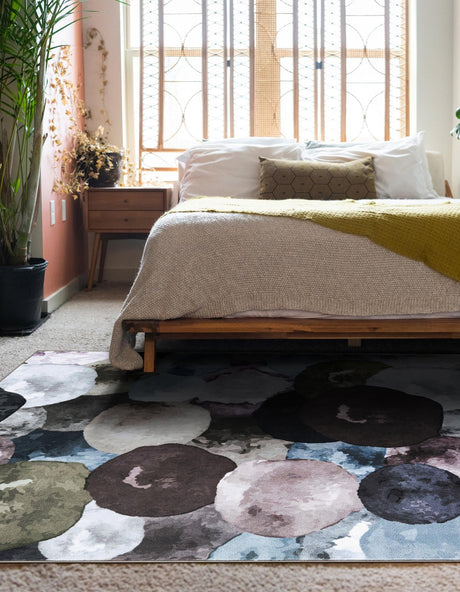 Washable Multicolor Gray 4' 4 x 6' 1 Medina Rectangle Area Rug Easy to Clean Stain Resistant & Durable Polyester Classic Carpet for Home Decor & Design for Sale at Rug Engine