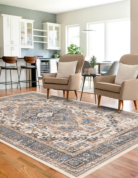 Tan 5' 3 x 8' Medina Washable Rectangle Rug