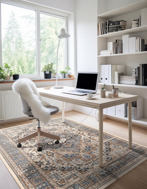 Tan 5' 3 x 8' Medina Washable Rectangle Rug