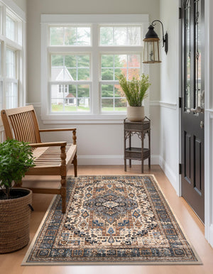 Tan 5' 3 x 8' Medina Washable Rectangle Rug