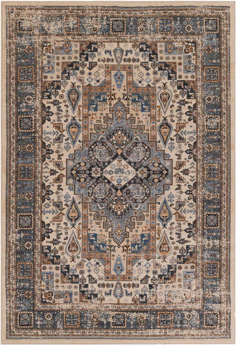 Tan 5' 3 x 8' Medina Washable Rectangle Rug