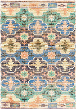 Multicolor 4' 1 x 6' 1 Chenille Jute Rectangle Area Rug Vintage Distressed Boho All Natural Eco-Friendly Sustainable Carpet for Living Dining Office Dorm Rooms for Sale at Rug Engine